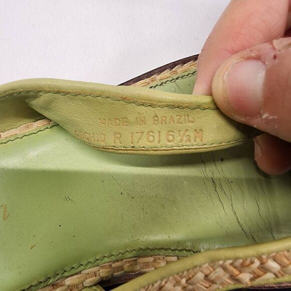 Brighton Orchid Flip Flop Green Leather Sandal Size 6.5 - Picture 3 of 7